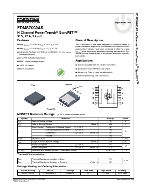 FDMS7660AS Datasheet PDF Fairchild Semiconductor