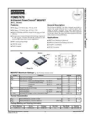 FDMS7670 Datasheet PDF Fairchild Semiconductor