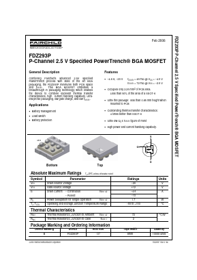 FDZ293P Datasheet PDF Fairchild Semiconductor