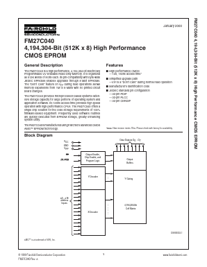 FM27C040QE150 Datasheet PDF Fairchild Semiconductor