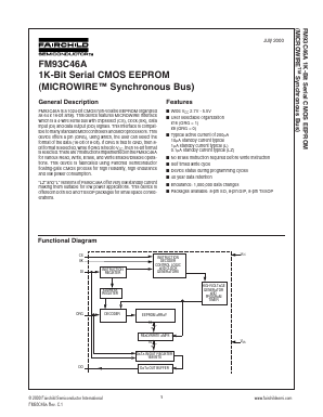 FM93C46AL Datasheet PDF Fairchild Semiconductor
