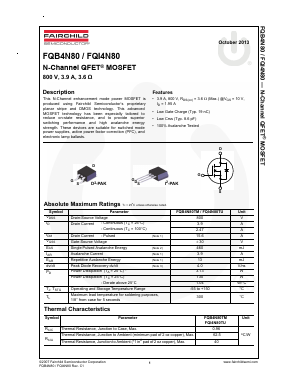 FQB4N80 Datasheet PDF Fairchild Semiconductor