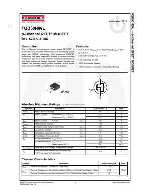 FQB50N06L Datasheet PDF Fairchild Semiconductor