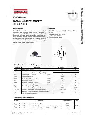 FQB6N40C Datasheet PDF Fairchild Semiconductor