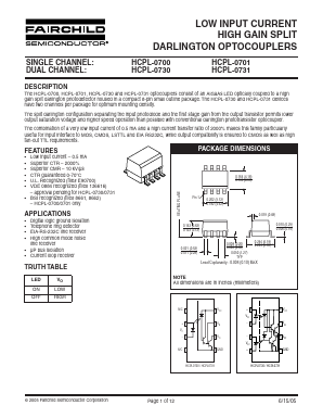 HCPL-0700R2 Datasheet PDF Fairchild Semiconductor