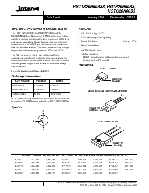 HGTP20N60B3 Datasheet PDF Fairchild Semiconductor