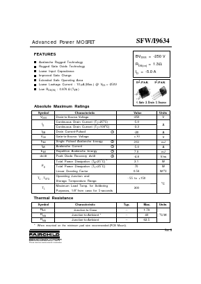 SFW9634 Datasheet PDF Fairchild Semiconductor