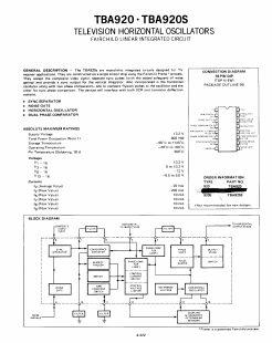TBA920 Datasheet PDF Fairchild Semiconductor