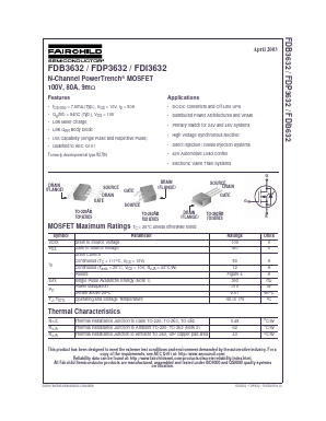 FDB3632 Datasheet PDF Fairchild Semiconductor