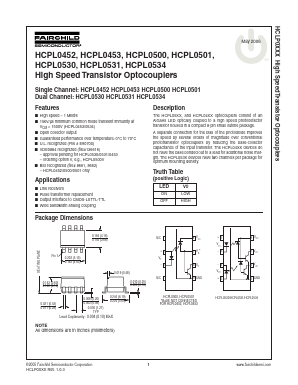 HCPL0534R2V Datasheet PDF Fairchild Semiconductor