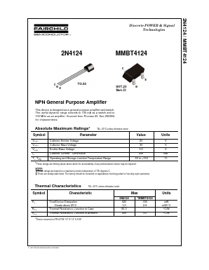 2N4124 Datasheet PDF Fairchild Semiconductor