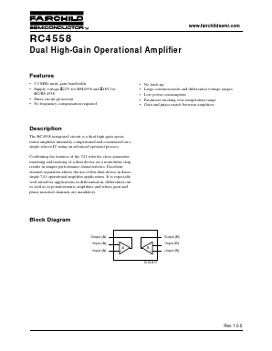 RC4558 Datasheet PDF Fairchild Semiconductor
