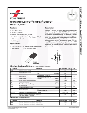 FCH077N65F Datasheet PDF Fairchild Semiconductor