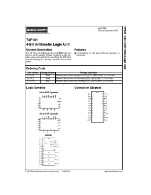 74F181SCX Datasheet PDF Fairchild Semiconductor