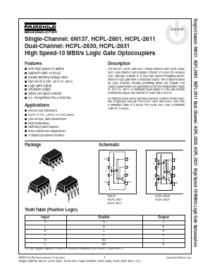 6N137WV Datasheet PDF Fairchild Semiconductor