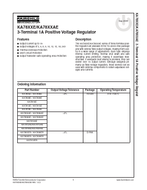 KA7809ER Datasheet PDF Fairchild Semiconductor
