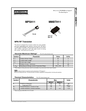 MPSH11 Datasheet PDF Fairchild Semiconductor