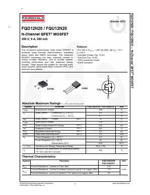 FQU12N20TU Datasheet PDF Fairchild Semiconductor