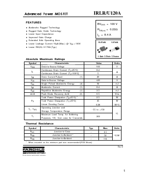 IRLR120A Datasheet PDF Fairchild Semiconductor