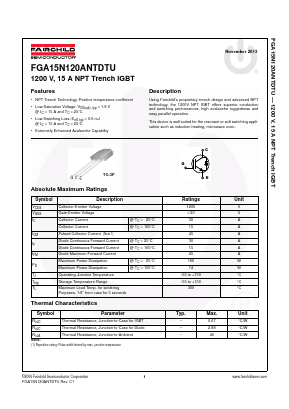 FGA15N120ANTDTU_F109 Datasheet PDF Fairchild Semiconductor