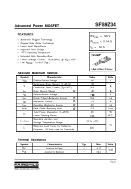 SFS9Z34 Datasheet PDF Fairchild Semiconductor