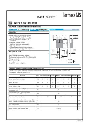 SB1620FCT Datasheet PDF Formosa Technology