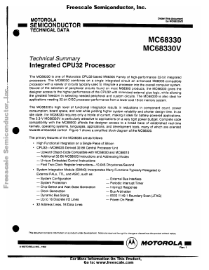 MC68330CFG16 Datasheet PDF Freescale Semiconductor