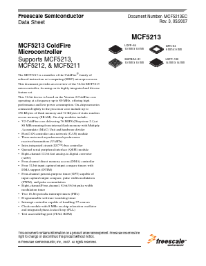 MCF5212CAE66 Datasheet PDF Freescale Semiconductor