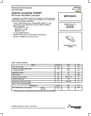MRFG35010 Datasheet PDF Freescale Semiconductor