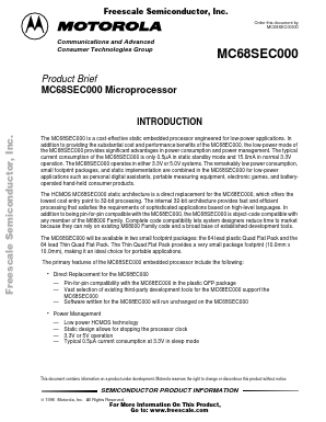 MC68SEC000AA10 Datasheet PDF Freescale Semiconductor