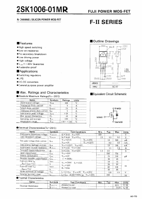 2SK1006-01MR Datasheet PDF Fuji Electric