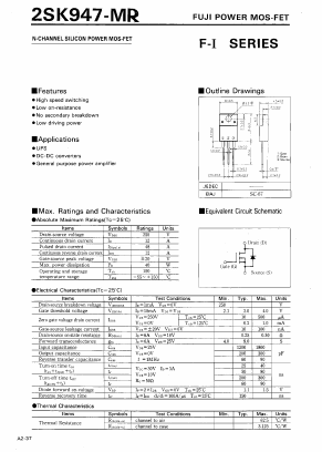 2SK947 Datasheet PDF Fuji Electric