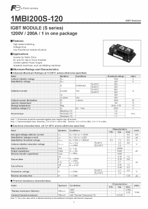 1MBI200S-120 Datasheet PDF Fuji Electric
