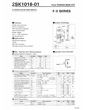 2SK1016-01 Datasheet PDF Fuji Electric