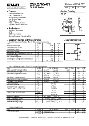 2SK2765 Datasheet PDF Fuji Electric