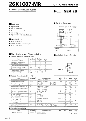 2SK1087 Datasheet PDF Fuji Electric