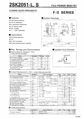 2SK2051 Datasheet PDF Fuji Electric