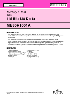 MB85R1001A Datasheet PDF Fujitsu