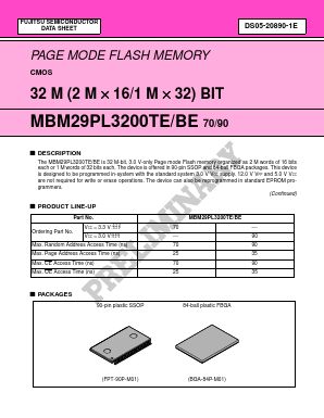 MBM29PL3200BE70 Datasheet PDF Fujitsu