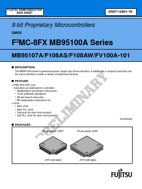 MB95F108AWPFV Datasheet PDF Fujitsu