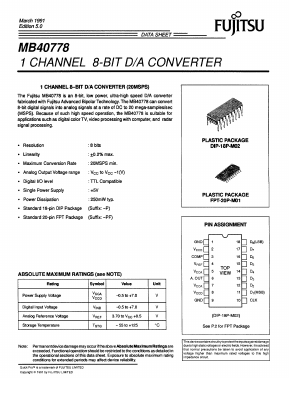 MB40778P Datasheet PDF Fujitsu