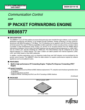 MB86977 Datasheet PDF Fujitsu