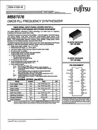 MB87076 Datasheet PDF Fujitsu