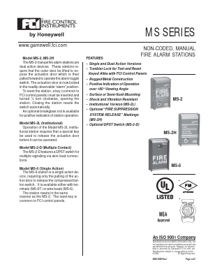 MS-2L Datasheet PDF Gamewell-FCI by Honeywell