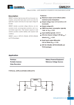 GM6251-1.8_ Datasheet PDF Gamma Microelectronics Inc.