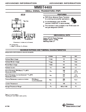 MMBT4403 Datasheet PDF General Semiconductor