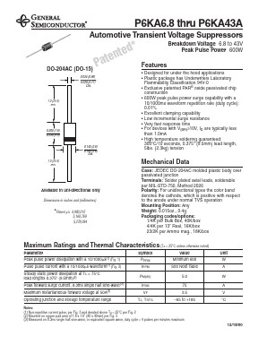 P6KA43A Datasheet PDF General Semiconductor