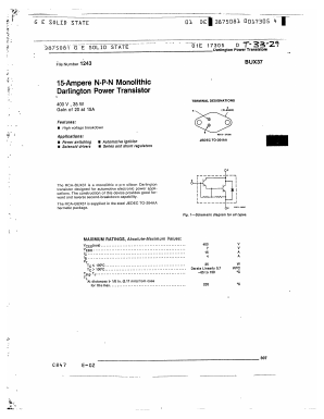 BUX37 Datasheet PDF GE Solid State