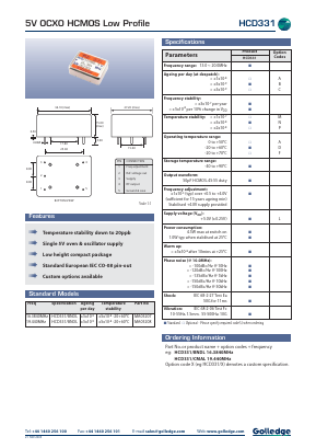 HCD331/CMAL Datasheet PDF Golledge Electronics Ltd
