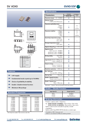 GVXO-55F Datasheet PDF Golledge Electronics Ltd